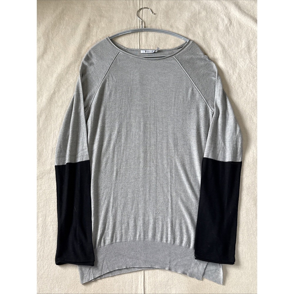 T Alexander Wang Pullover Silk Wool Blend Roll Neck Sweater Sz M Gray Black